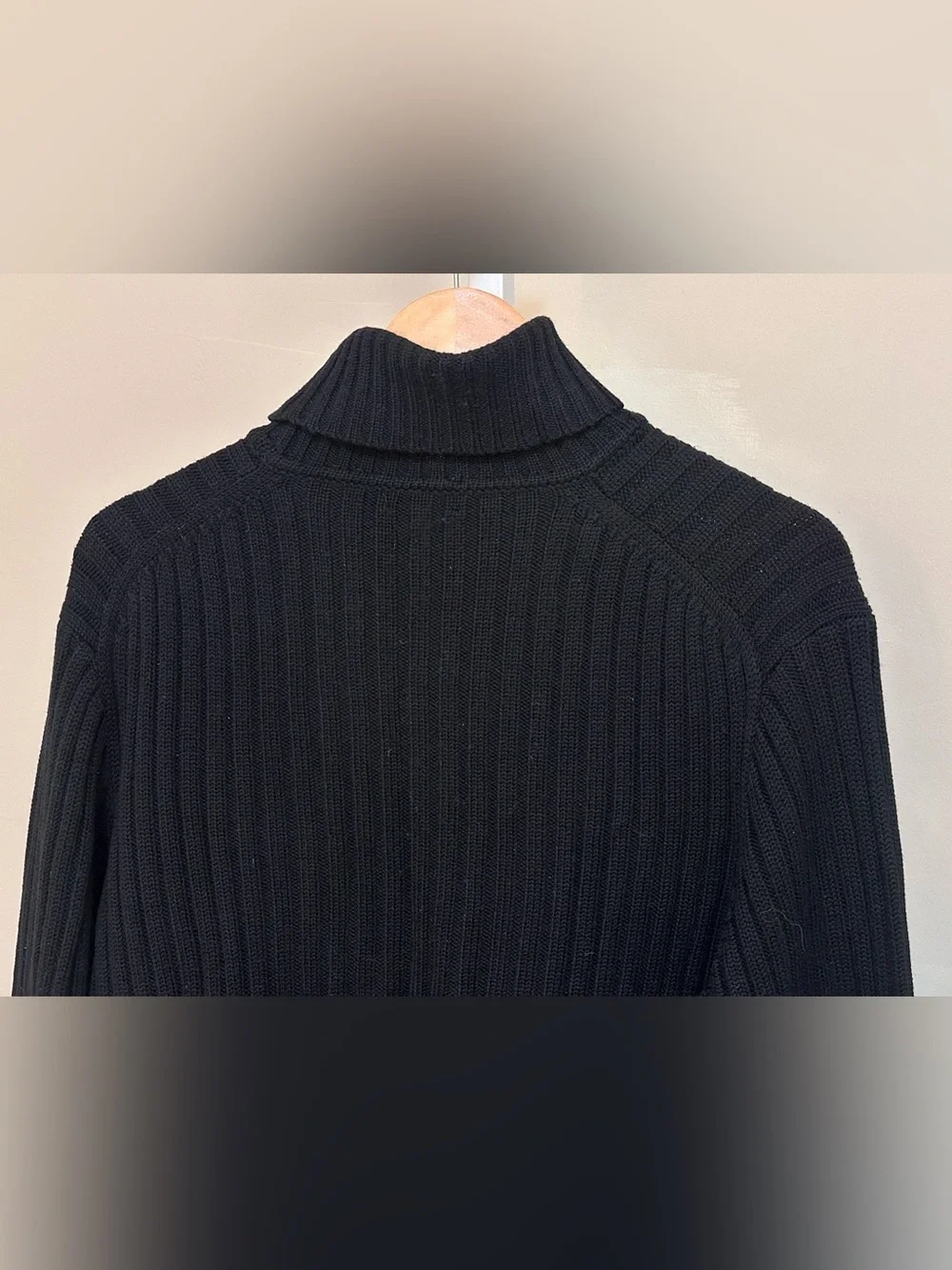 1990’s J.Crew Black Merino Wool Ribbed Turtleneck – Minimalist Quiet Luxury